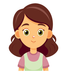Young girl wearing an apron smiling cartoon character illustration