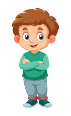 Young boy smiling and folding his arms with confidence