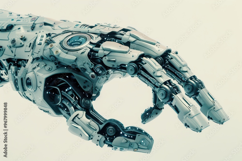Aufkleber futuristic robotic hand showcasing intricate details and advanced technology. perfect for themes of 