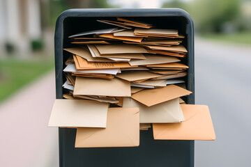 Mailbox Filled to the Brim with Letters | Overflowing Mail and Postal Service Delivery