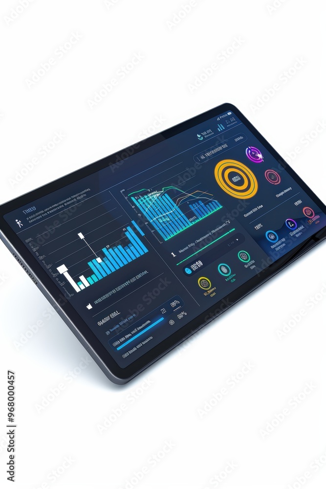 Aufkleber smart home app on tablet displaying real-time energy consumption and control options