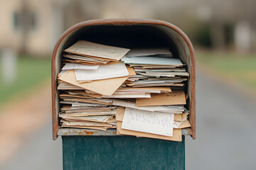 Mailbox Filled to the Brim with Letters | Overflowing Mail and Postal Service Delivery