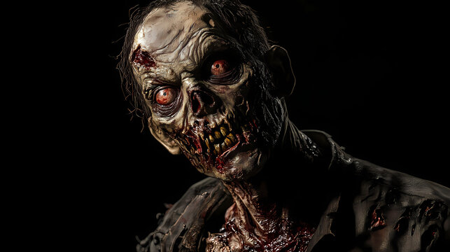 Undead zombie character isolated on black background. Zombie. Illustration