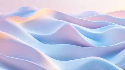 Obraz premium abstract 3d rendering of undulating waves in pastel hues smooth gradients and soft shadows creating sense of depth and movement evoking tranquil and dreamy mood