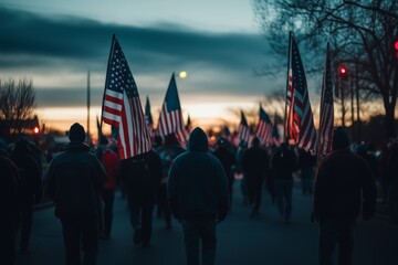 Obraz premium people parade with in America