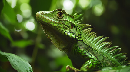Fototapeta premium green iguana on a branch