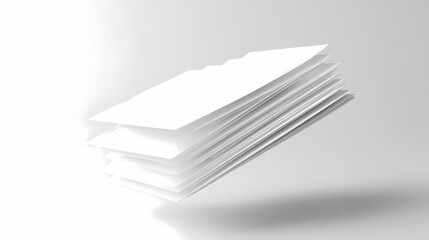 White letter rack floating in mid air on white background in monochrome and minimalism. illustration of the concept of office documents and business communication. Monochrome. Illustration