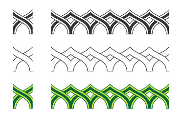 Frame Border Seamless Pattern Ornament Continuous Mosque Dome Knot Vector Illustration Set
