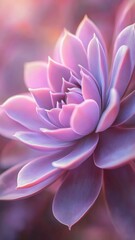 Fototapeta premium Close-up of a pink and purple succulent flower in soft focus. Nature and tranquility concept