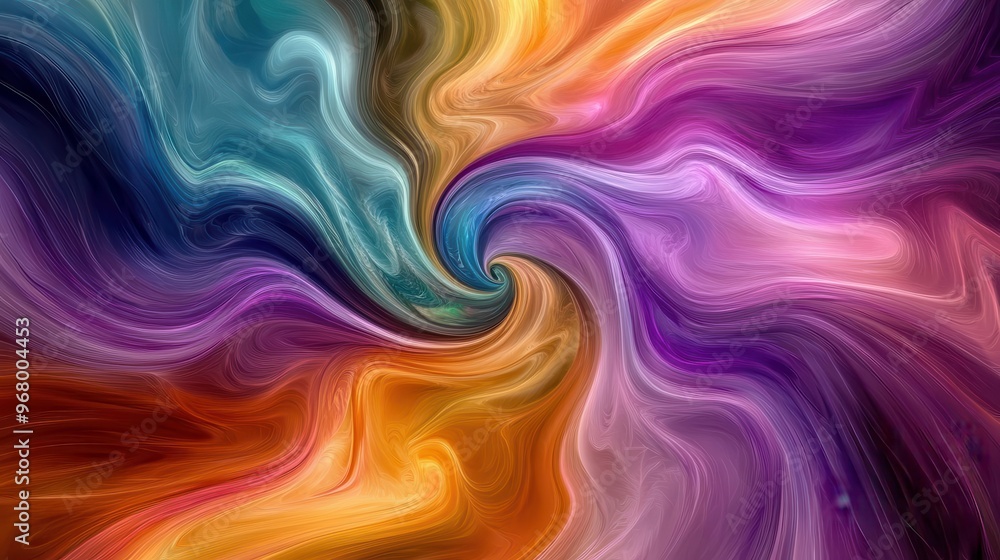 Poster abstract digital artwork featuring swirling vibrant colors blending seamlessly dynamic patterns and 