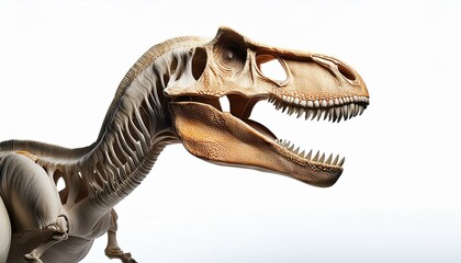 Obraz premium tyrannosaurus rex dinosaur white background,cutout bone figure in profile view