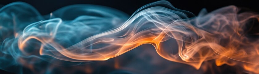 Abstract Swirling Blue and Orange Smoke on Black Background