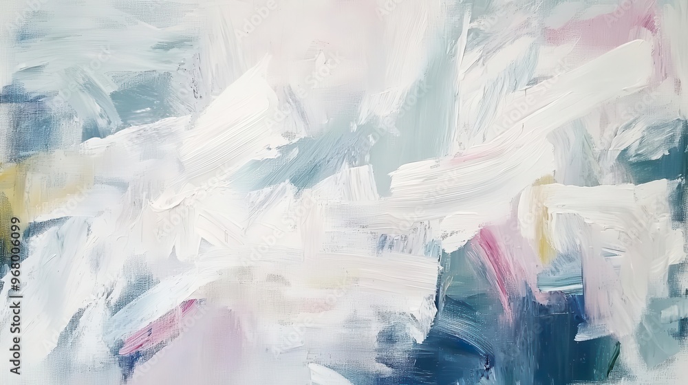 Poster abstract expressionist painting with bold white brushstrokes on canvas creating dynamic texture and 