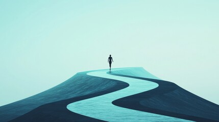 Illusion of Progress: A treadmill-like path where a person runs endlessly but stays in the same spot