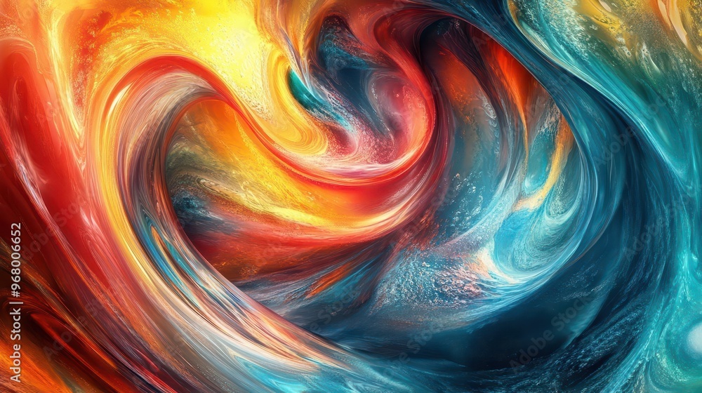 Poster abstract fluidity vibrant swirling liquid forms create a mesmerizing 3d composition rich saturated c