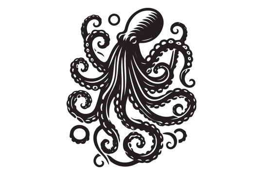 recommend clip art: Octopus silhouette vector illustrations