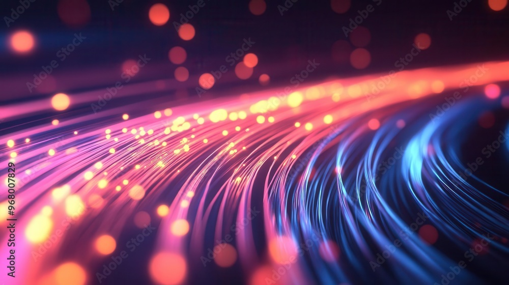Aufkleber abstract network of luminous fiber optic cables pulsing with data streams sleek futuristic design co