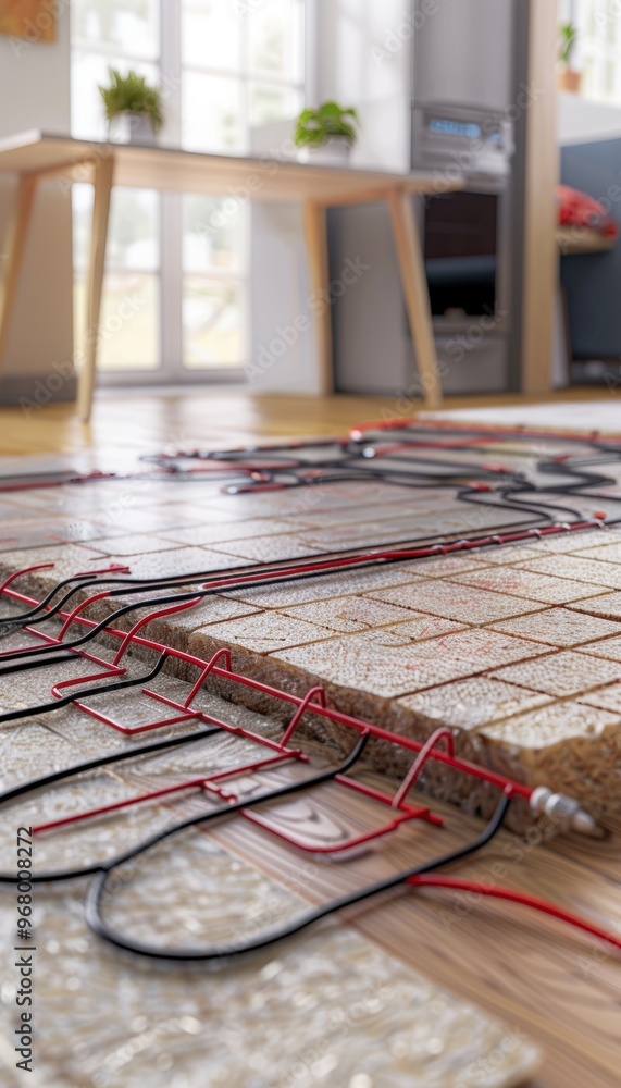 Poster step-by-step guide for installing underfloor heating in home renovation projects