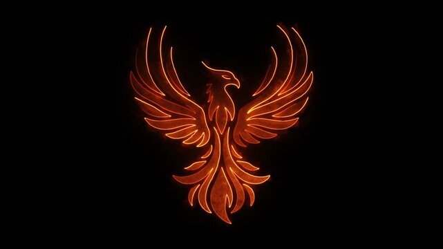 Phoenix Animated Neon Logo with Reveal Effect - Overlay Graphic Element