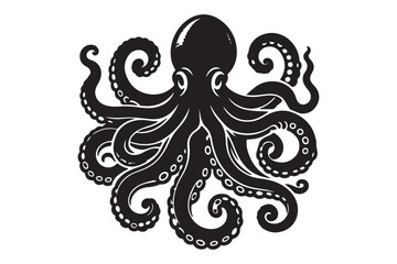 Octopus silhouette vector illustrations
