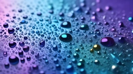 Water droplets on the glass with a colored background. Drops of water.