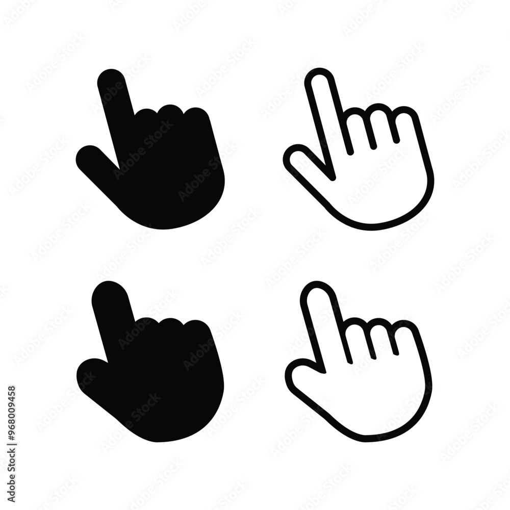 Poster hand cursor icon set. computer mouse click cursor on a white background.