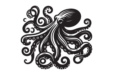 Octopus silhouette vector illustrations