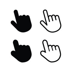 Hand cursor icon set. Computer mouse click cursor on a white background.