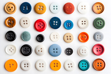 Fototapeta premium Close-Up of Various Buttons, Textile Fasteners and Fashion Accessories