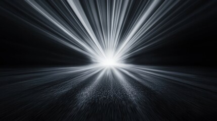Obraz premium Multiple beams of light from different directions converging into one powerful beam, radiating outward, symbolizing the energy generated through synergy
