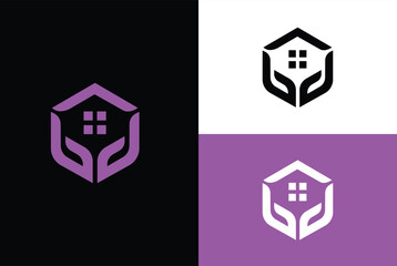 Home real estate Vector Logo Template on multple backgrounds.	