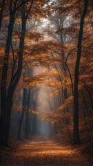 Fototapeta premium A glowing forest where the trees have leaves that change color with every breeze.