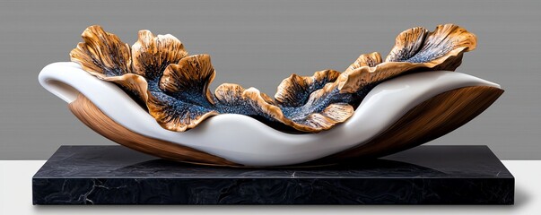 Mesmerizing, abstract sculpture with organic forms and intriguing textures, contemporary, visual intrigue