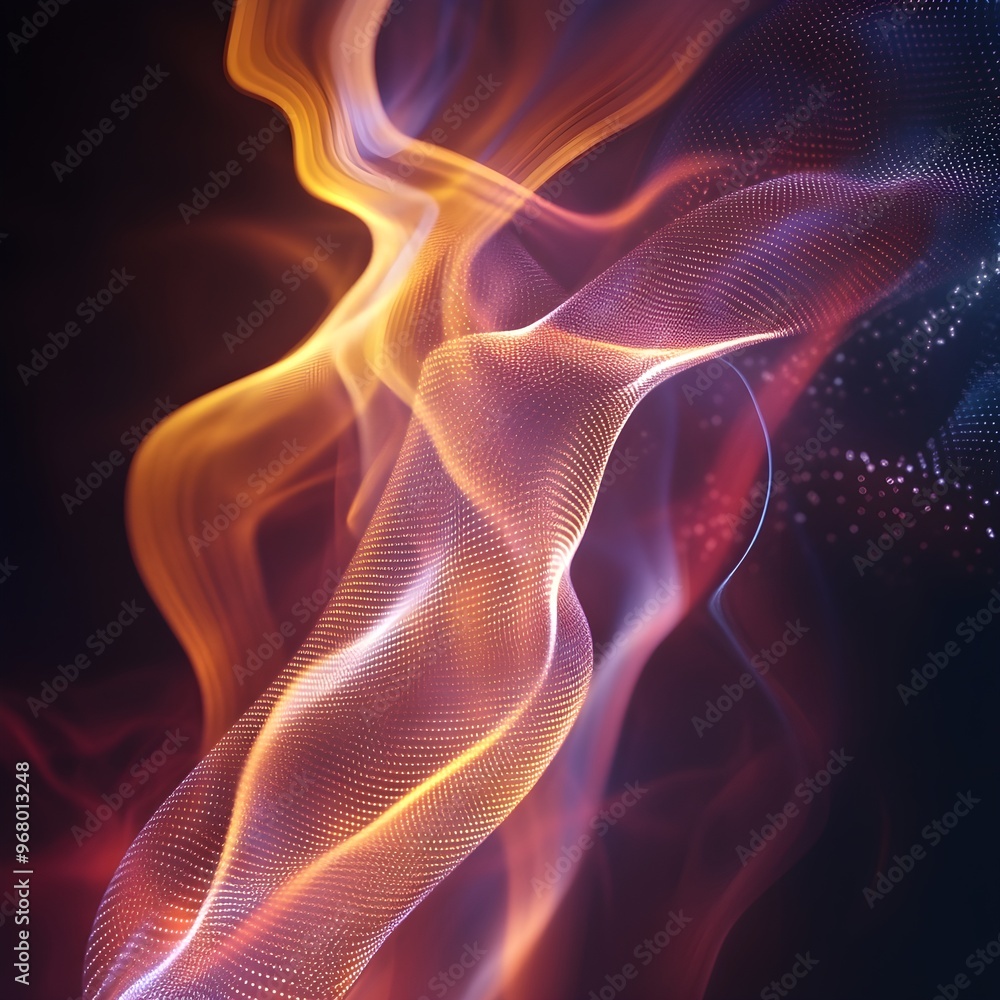 Poster abstract digital wave pattern with glowing light