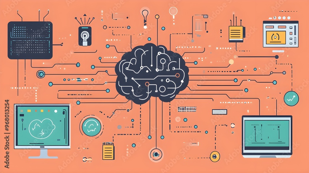 Poster ai brain network artificial intelligence data analysis computer technology neural network