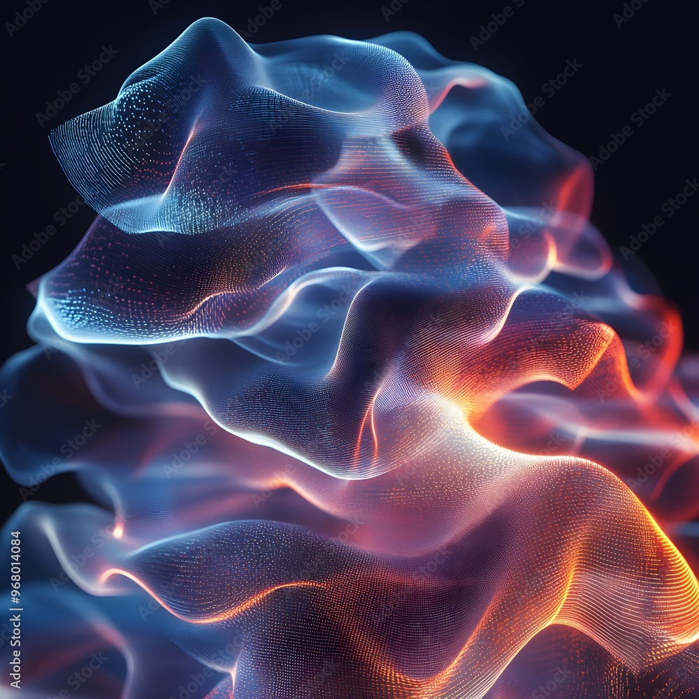 Poster abstract digital waveform glowing energy flowing data technology background