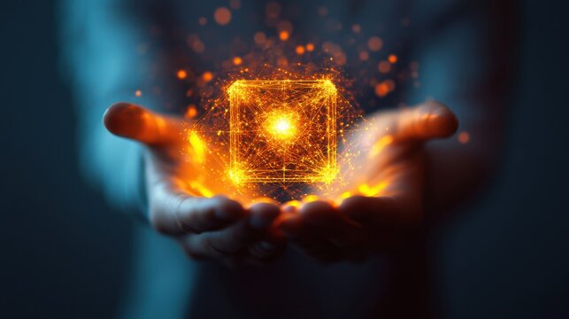 Quality Service Delivery: A glowing abstract figure presenting a shining, radiant gift, symbolizing exceptional service that exceeds customer expectations