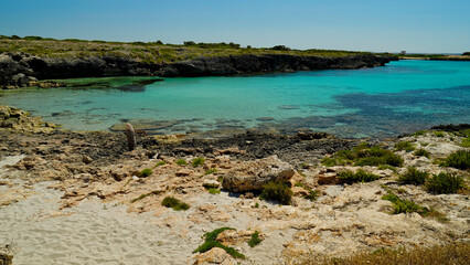Torre Castiglione, panorama dell'omonima baia dalle acque cristalline, Salento,Lecce,Puglia,Italia