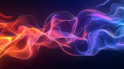 Fototapeta premium Abstract Flowing Lines Neon Colors Gradient Blue Red Pink Yellow Dark Background