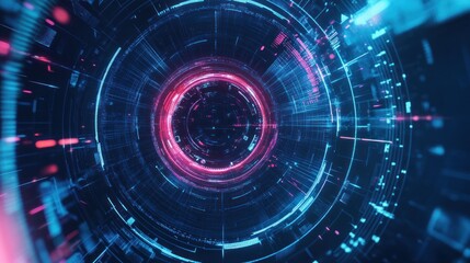 Abstract Technology Background with Glowing Circular Pattern