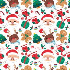 Colección de hermosos adornos y bolas para el árbol de Navidad. Conjunto de adornos navideños. Figuras de animales, Papá Noel, galleta de jengibre, reno, copos dé nieve. Ilustración vectorial