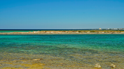 Torre Santo Stefano, vista dalla spiaggia, Salento,Lecce,Puglia,Italia