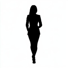 Fototapeta premium Silhouette of a woman in business attire walking on a white background