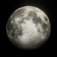 Earth's Moon Glowing On Black Background	
