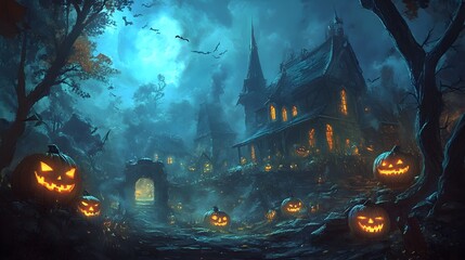 Halloween, Haunting, Witches, Ghosts, Haunted, Vampire, Cemetery, Pattern Background, Wallpaper, Cover and Screen for Smartphone, PC, Laptop, 9:16 and 16:9 Format