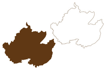 Uckermark district (Federal Republic of Germany, rural district, State of Brandenburg) map vector illustration, scribble sketch Uckermark map