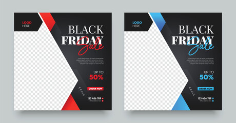Obraz premium Modern black friday sale social media post template