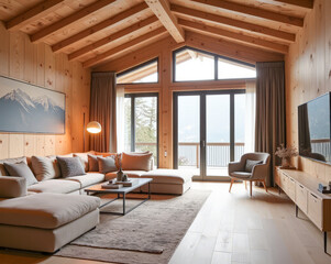 Fototapeta premium design a modern living room in a chalet
