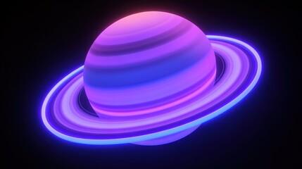 Obraz premium Saturn in Neon Light