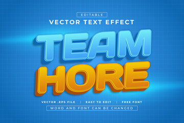 Vector Team Hore 3d editable text effect